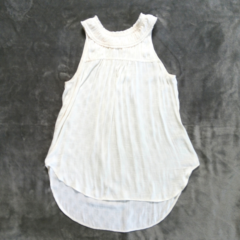 Anthropologie Maeve Clovis Pleated Sleeveless Top Women Size 0 Ivory High Low
